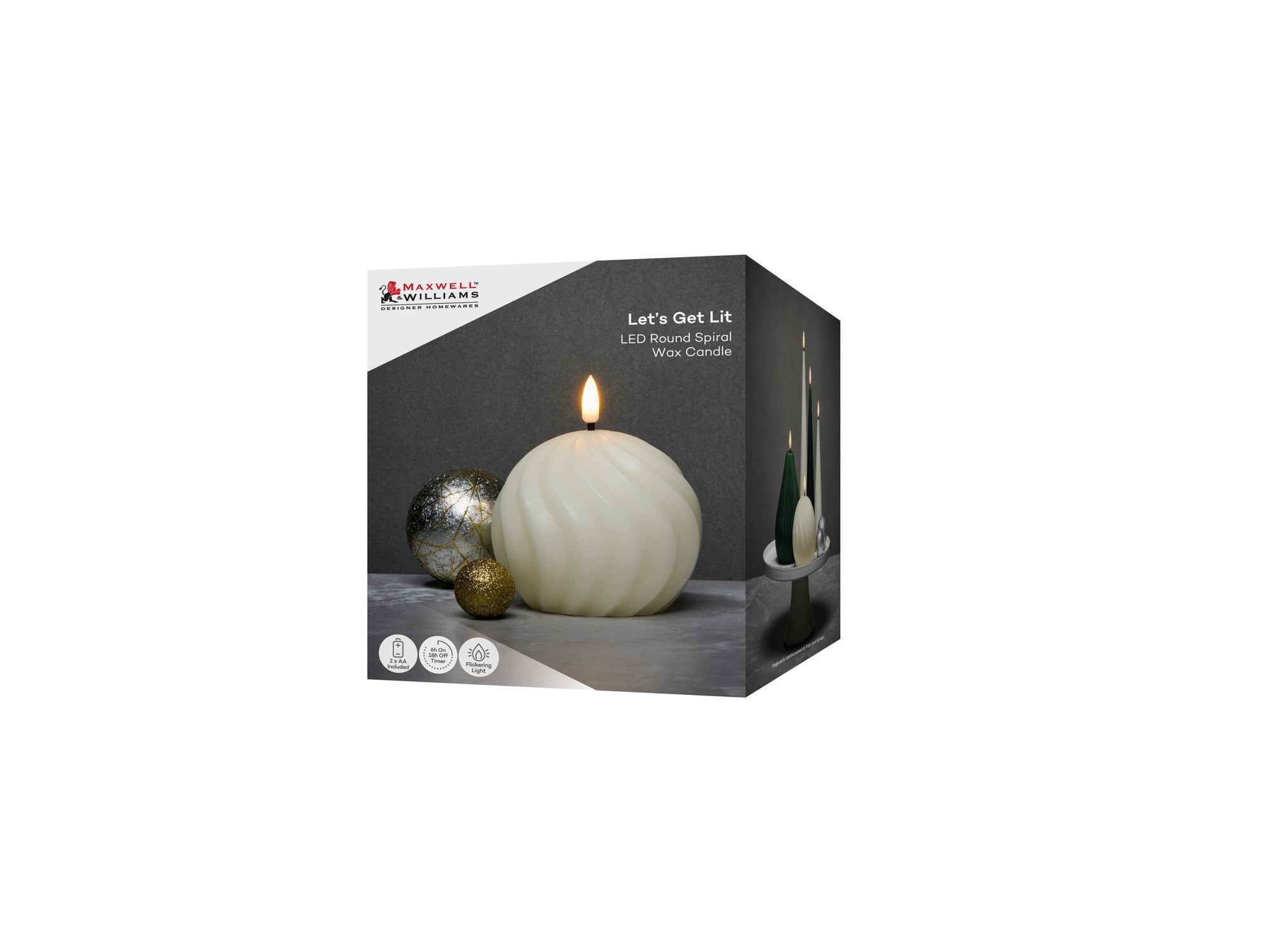 Let's Get Lit Christmas LED spiral candle in natural cream, gift boxed – Maxwell & Williams