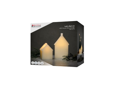 Let's Get Lit Christmas LED house candle set of 2 in cream, gift boxed – Maxwell & Williams