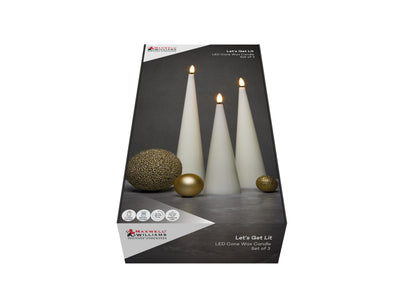 Let's Get Lit Christmas LED cone candle set of 3 in natural cream, gift boxed – Maxwell & Williams