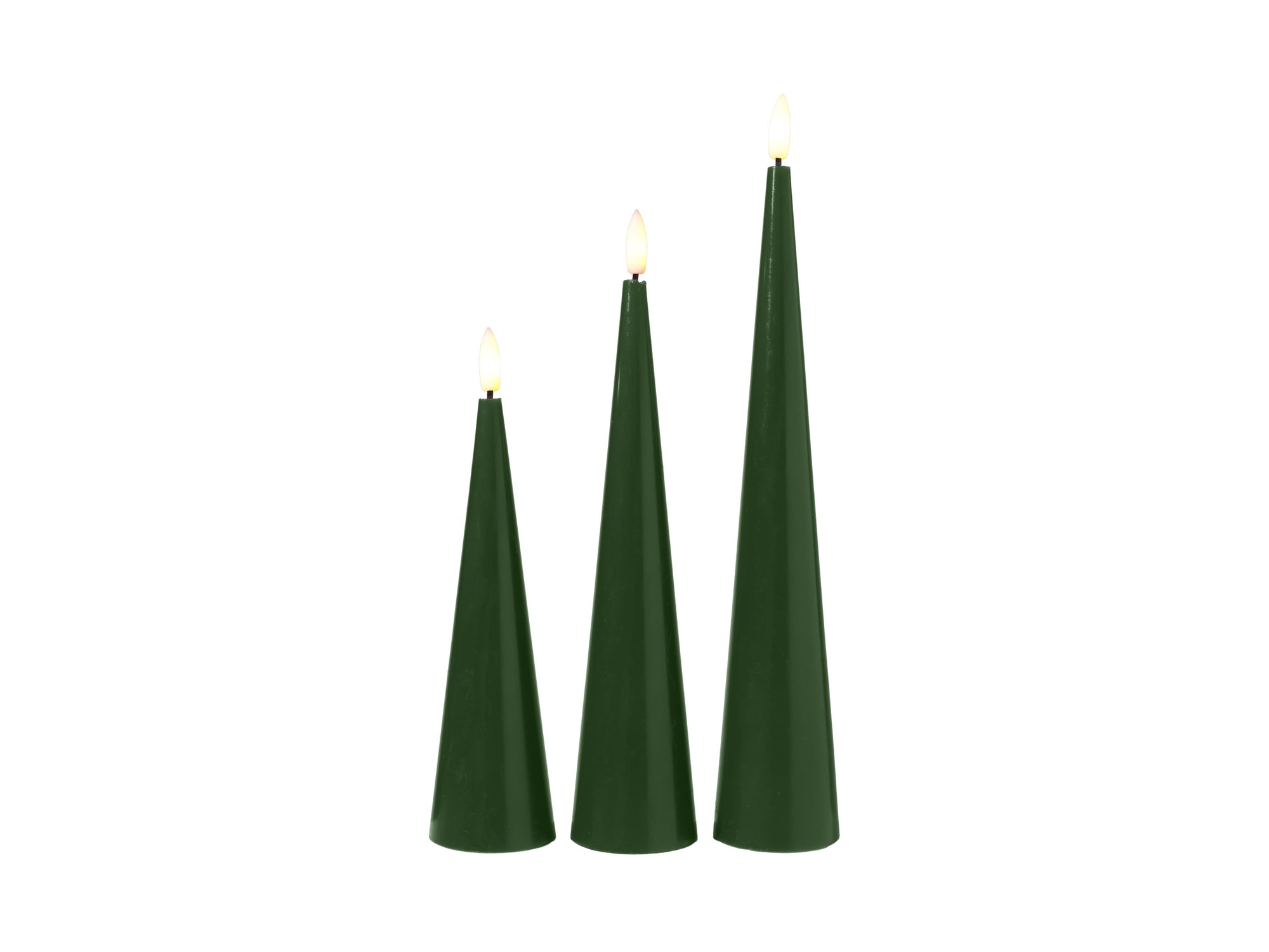 Let's Get Lit Christmas LED cone candle set of 3 in pine green – Maxwell & Williams