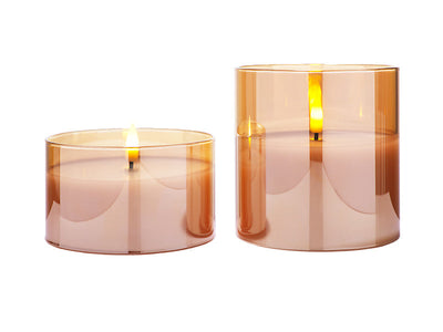 Let's Get Lit LED candle hurricane set of 2 in gold glass – Maxwell & Williams