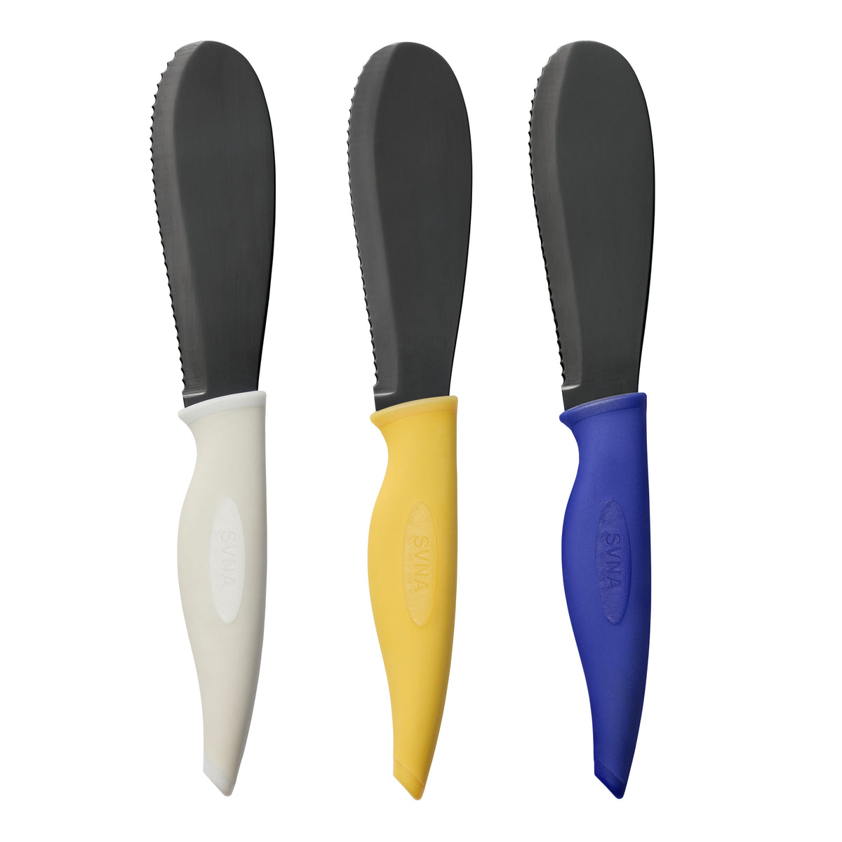 SVNA black titanium sandwich knife yellow — antimicrobial serrated blade