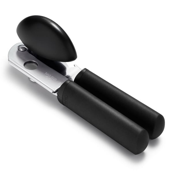 OXO Soft Handle Can Opener - angled view showing soft grip handles