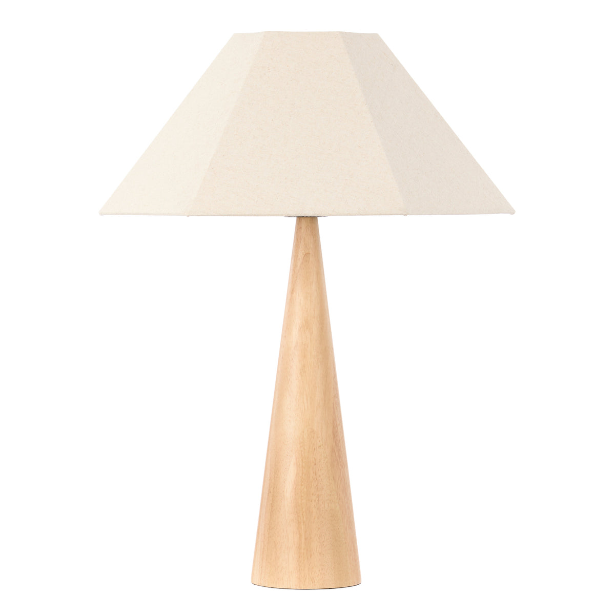 Grand Designs Flint table lamp brown — rubber wood base linen shade