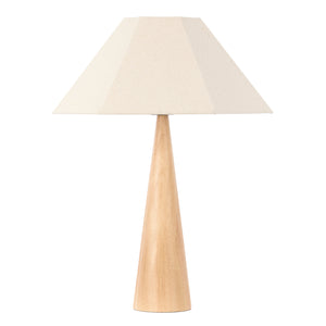 Grand Designs Flint table lamp brown — rubber wood base linen shade