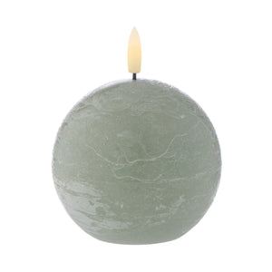 Amalfi Hughe LED Flickering Spherical Candle Rustic Green 10x10x9cm - LED candle