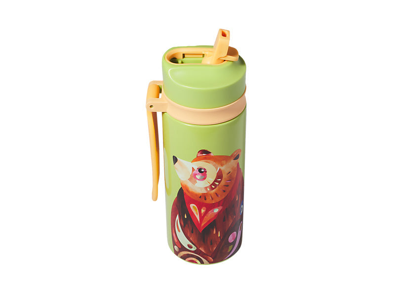 Maxwell & Williams Pete Cromer Insulated Bottle 500ml Brown Bear - double wall insulated drink bottle - angled view