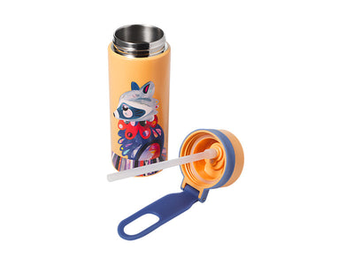 Maxwell & Williams Pete Cromer Insulated Bottle 500ml Raccoon - double wall insulated drink bottle - detail
