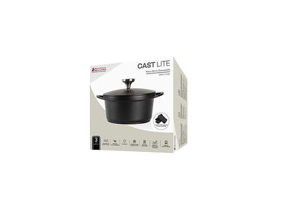 Maxwell & Williams Cast Lite Casserole 20cm Black gift boxed packaging