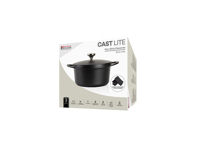 Maxwell & Williams Cast Lite Casserole 24cm Black gift boxed packaging