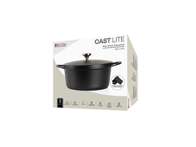 Maxwell & Williams Cast Lite Casserole 28cm Black gift boxed packaging