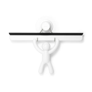 Umbra Buddy Adhesive Squeegee White - playful bathroom squeegee with silicone blade