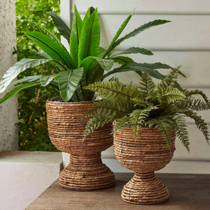 Albi Solana Banana Leaf Planter 26x33cm Natural - woven indoor planter (view 5)