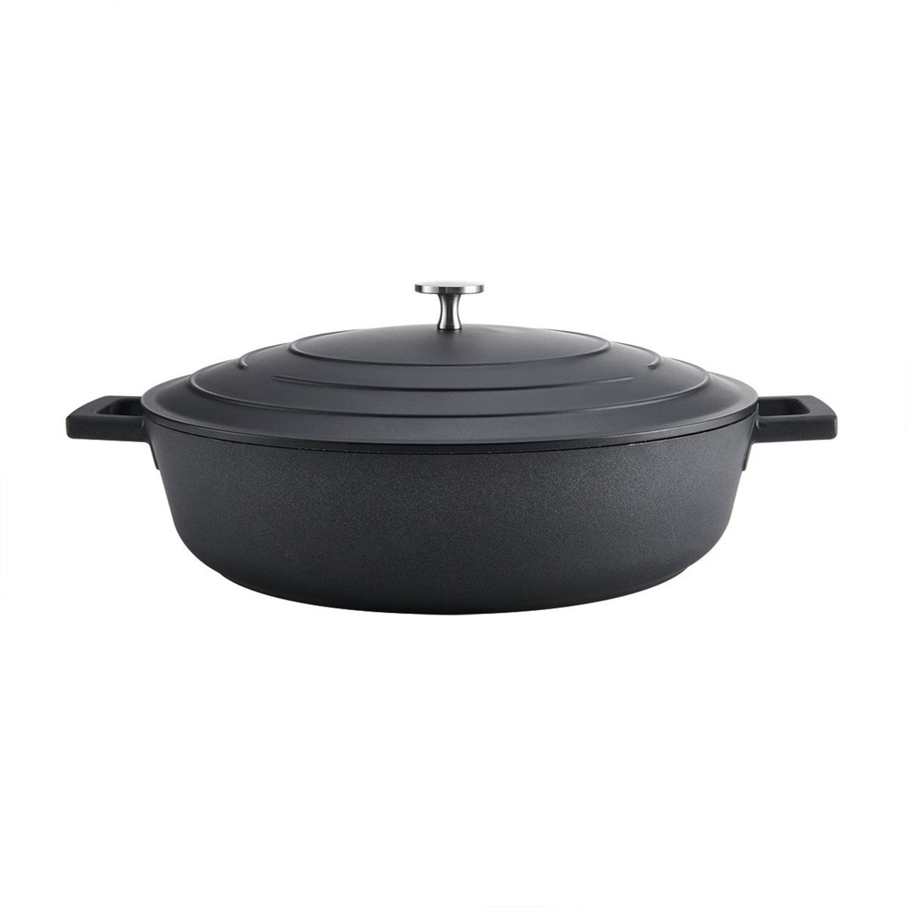 Mastercraft Cast Aluminium Shallow Casserole 5L 32cm Black - Fresh Decor