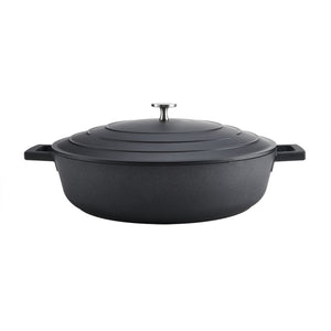 Mastercraft Cast Aluminium Shallow Casserole 5L 32cm Black - Fresh Decor
