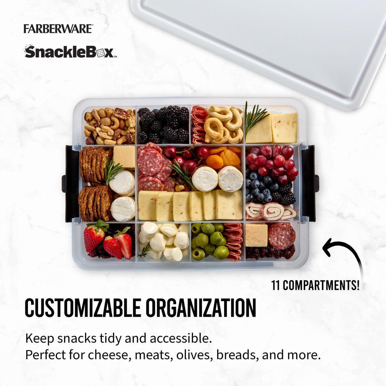 Farberware Snacklebox with Poly Cutting Board Lid - Large 28x41.5cm