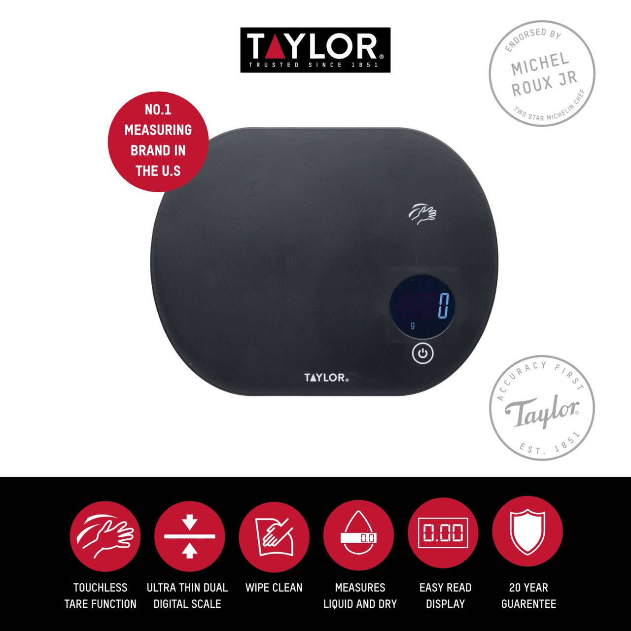Taylor Pro Digital Kitchen Scale 5kg Touchless Tare - view 7