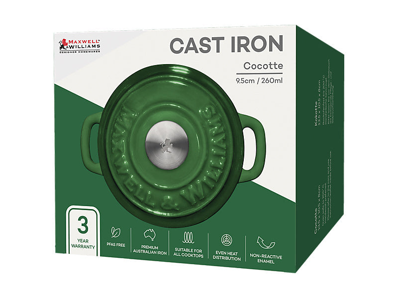 Maxwell & Williams Cast Iron Cocotte English Racing Green 9.5cm/260mL gift boxed - mini cocotte cookware