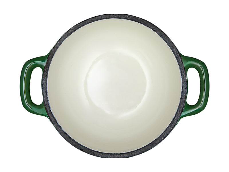 Maxwell & Williams Cast Iron Cocotte English Racing Green 9.5cm/260mL overhead - mini cocotte cookware