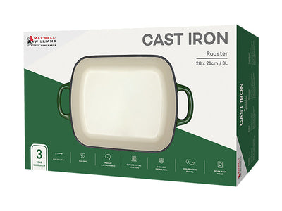 Maxwell & Williams Cast Iron Roaster English Racing Green 28x21cm 3L - gift boxed packaging