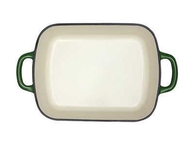 Maxwell & Williams Cast Iron Roaster English Racing Green 28x21cm 3L - overhead view enamel interior