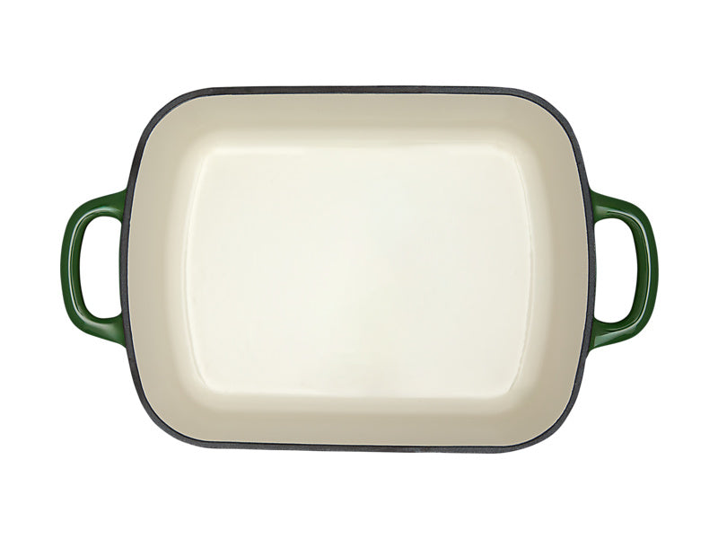 Maxwell & Williams Cast Iron Roaster English Racing Green 28x21cm 3L - overhead view enamel interior