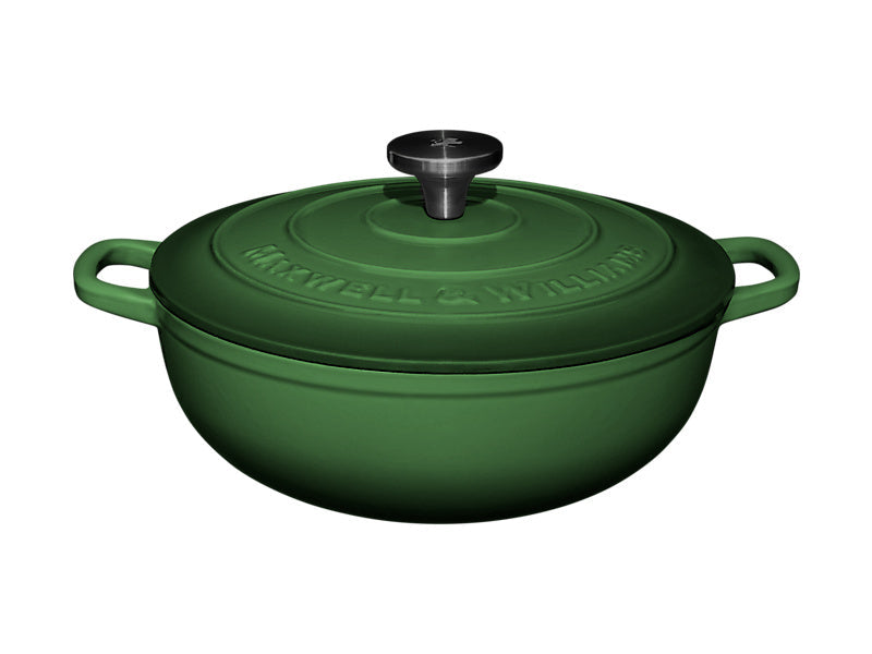 Maxwell & Williams Round Casserole 26cm 4L English Racing Green - cast iron cookware