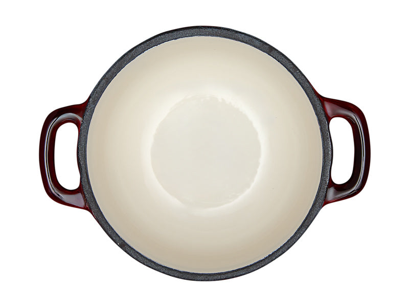 Maxwell & Williams Cast Iron Cocotte Merlot 9.5cm 260mL - open lid enamel interior