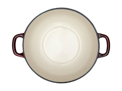 Maxwell & Williams Cast Iron Round Casserole Merlot 24cm 3.3L - interior overhead view