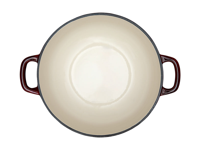 Maxwell & Williams Cast Iron Round Casserole Merlot 24cm 3.3L - interior overhead view