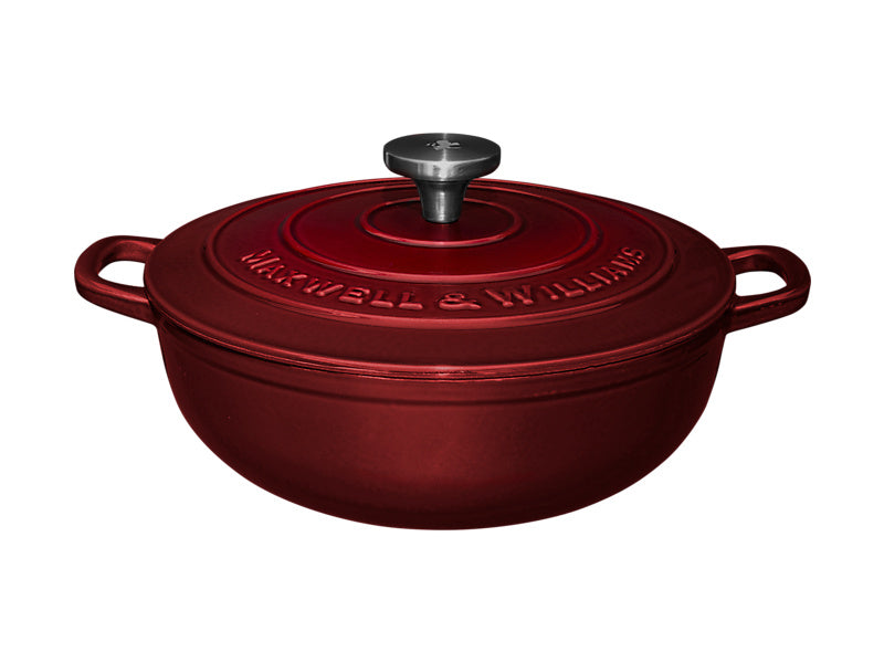 Maxwell & Williams Cast Iron Round Casserole Merlot 26cm 4L - stovetop to oven cookware