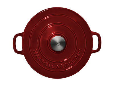 Maxwell & Williams Cast Iron Round Casserole Merlot 26cm 4L - tight fitting lid detail