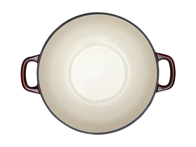 Maxwell & Williams Cast Iron Round Casserole Merlot 26cm 4L - overhead view