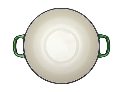 Maxwell & Williams Cast Iron Round Casserole English Racing Green 28cm - cream enamel interior overhead