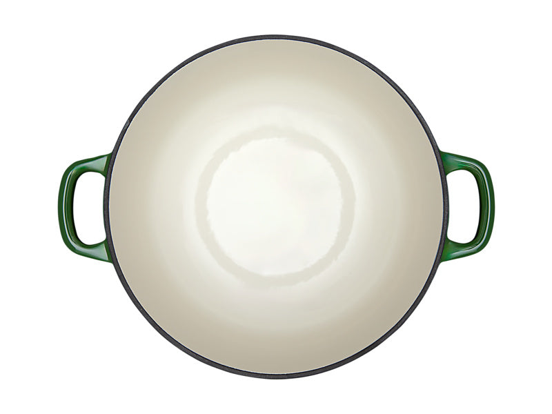 Maxwell & Williams Cast Iron Round Casserole English Racing Green 28cm - cream enamel interior overhead