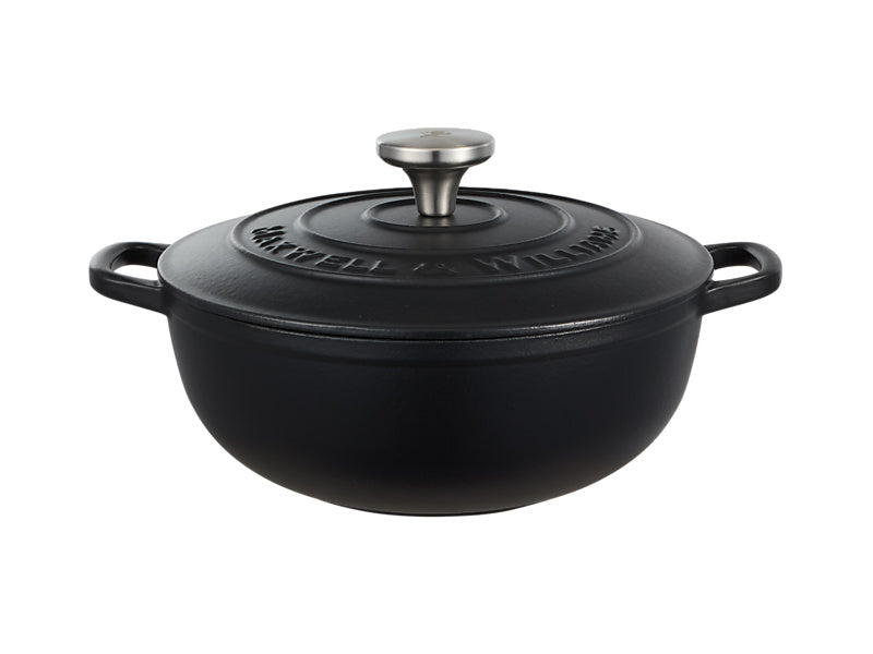 Maxwell & Williams Cast Iron Round Casserole 24cm Black - cast iron casserole dutch oven