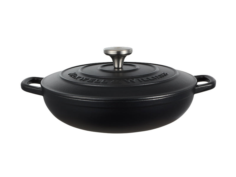 Maxwell & Williams Cast Iron Braiser 27cm Black - cast iron braiser cookware