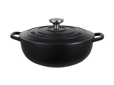 Maxwell & Williams Cast Iron Round Casserole 26cm Black - cast iron casserole dutch oven