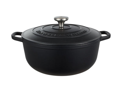 Maxwell & Williams Cast Iron Round Casserole 28cm Black - cast iron casserole dutch oven
