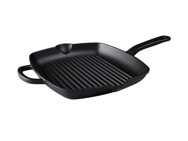Maxwell & Williams Cast Iron Grill Pan 26cm Black - angled view