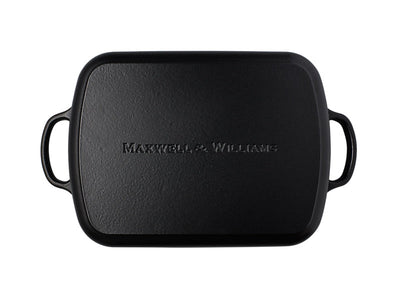 Maxwell & Williams Cast Iron Roaster 34x26cm Black - enamel interior detail