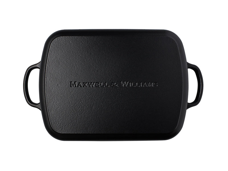 Maxwell & Williams Cast Iron Roaster 34x26cm Black - enamel interior detail
