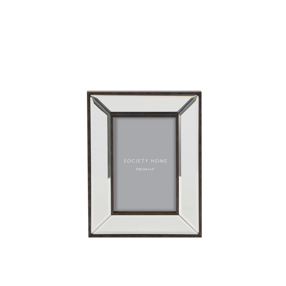 Society Home Amelia mirror photo frame black 5x7 — mirrored panels on mantel
