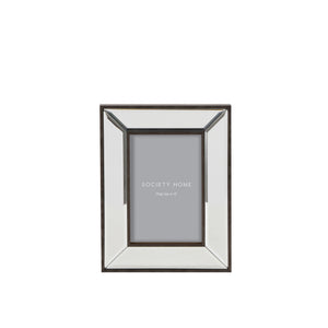 Society Home Amelia mirror photo frame black 5x7 — mirrored panels on mantel