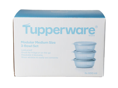 Tupperware Modular Medium Bowl Set 3pc 600ml Blue – Gift Box