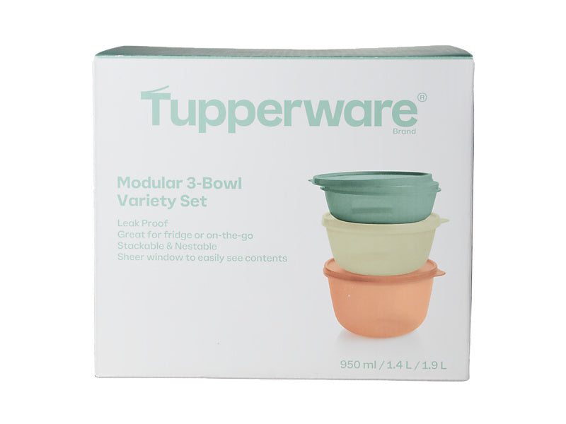 Tupperware Modular Bowl Set 3pc – Sealed Storage Bowls Gift Box