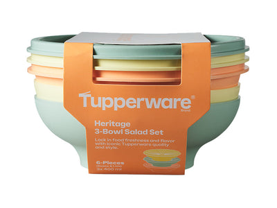 Tupperware Heritage Salad Bowl Set 3pc 400ml – Sealed Bowls