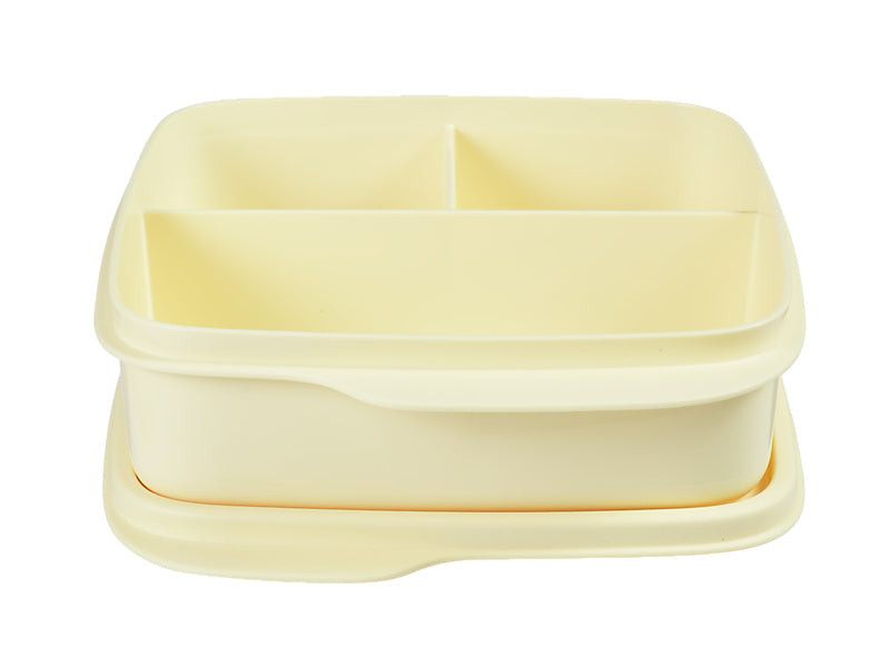 Tupperware Square Lunch Box 550ml Yellow - divided snack container (view 3)