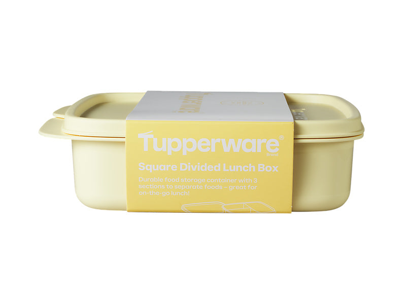 Tupperware Square Lunch Box 550ml Yellow - divided snack container (view 4)