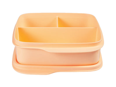 Tupperware Square Lunch Box 550ml Orange - divided snack container (view 3)